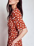 Boden Kate Spot Belted Dress, Brown/Multi