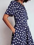 Boden Louisa Polka Dot Midi Dress, Navy/Multi