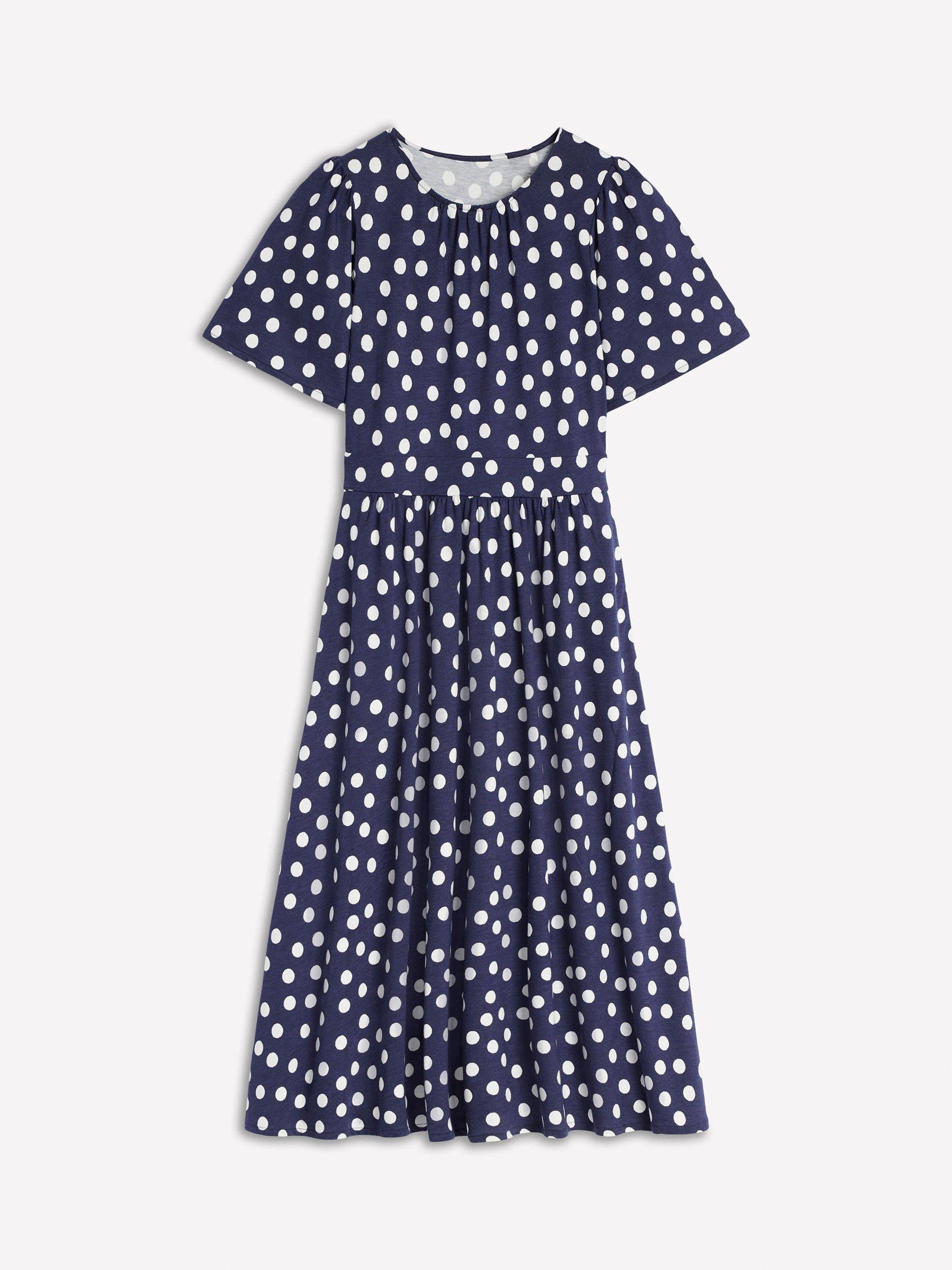 Product image 6 of 6, which shows Boden Louisa Polka Dot Midi Dress, Navy/Multi, 10