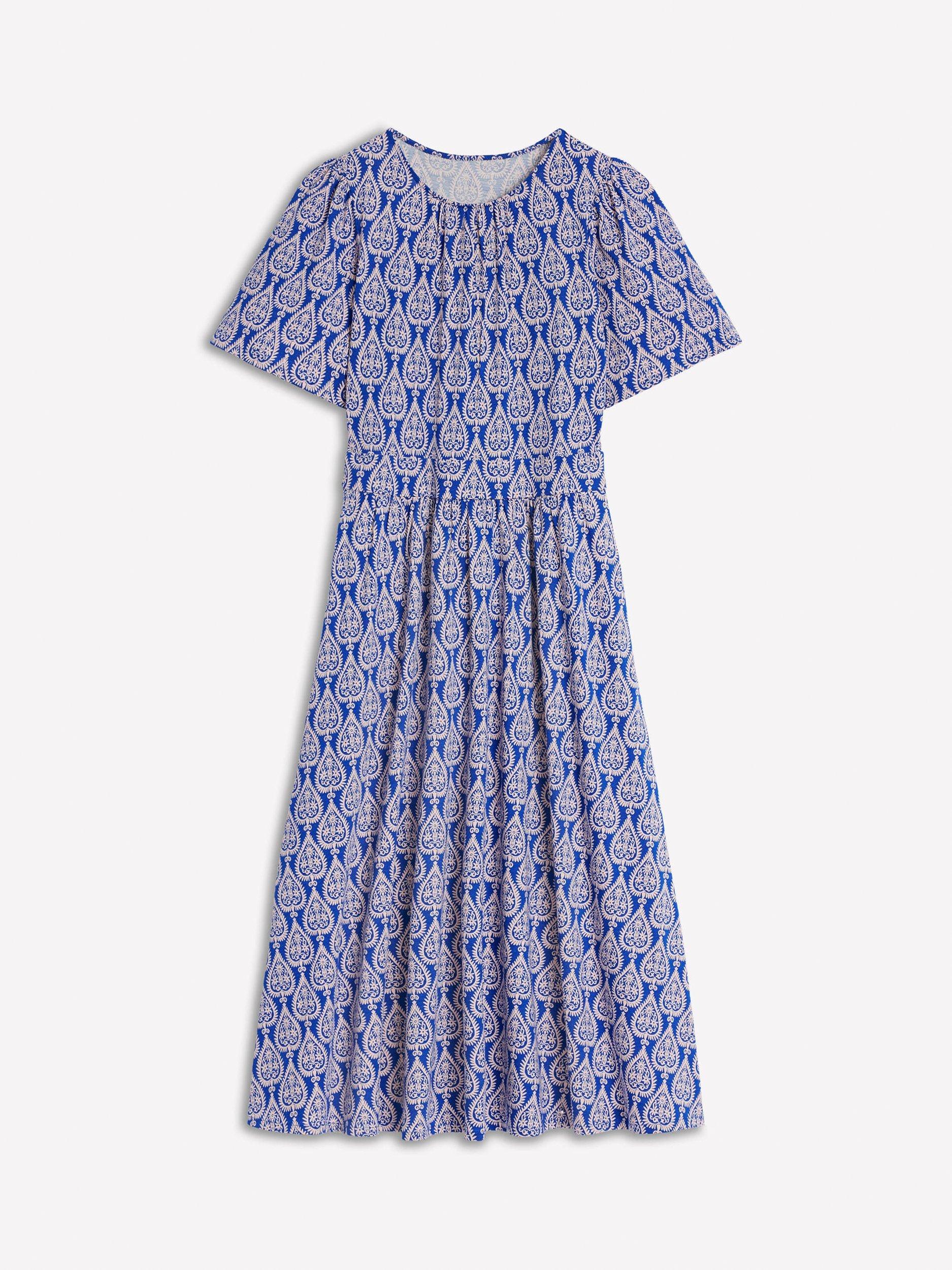 Product image 5 of 5, which shows Boden Louisa Abstract Geometric Jersey Dress, Blue/Multi, 8