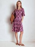 Boden Louisa Geometric Floral Jersey Dress, Pink/Multi
