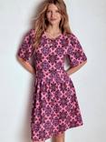 Boden Louisa Geometric Floral Jersey Dress, Pink/Multi