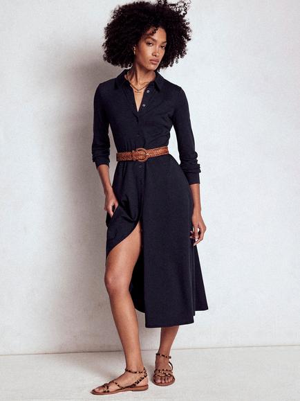 Boden Marcia Jersey Shirt Midi Dress, Navy, Navy