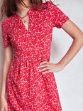 Boden Naomi Floral Short Sleeve Dress, Red/Multi