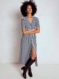 Boden Natalia Stripe Tea Dress, Navy/Ivory