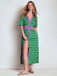 Boden Natalia Floral Tea Dress, Emerald/Multi