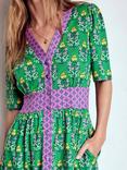 Boden Natalia Floral Tea Dress, Emerald/Multi