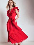 Boden Ruffle Tiered Midi Dress, Poppy Red
