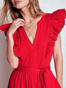 Boden Ruffle Tiered Midi Dress, Poppy Red - view 2, Poppy Red