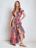 Boden Floral Stripe Scoop Tiered Dress, Multi