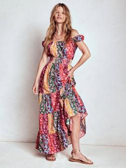 Boden Floral Stripe Scoop Tiered Dress, Multi, Multi