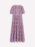 Boden Floral Tiered Poplin Dress, Pink/Multi