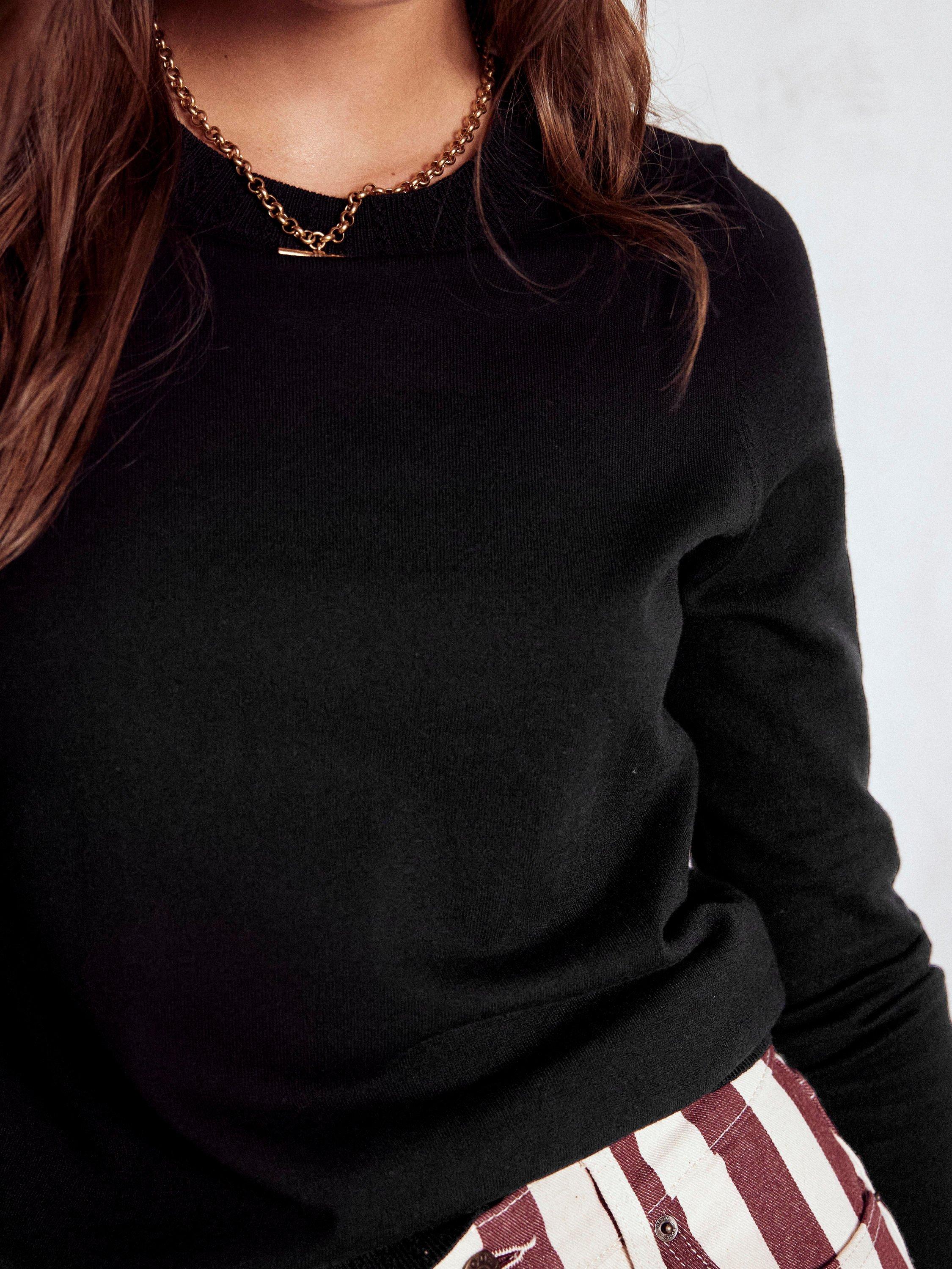 Product image 2 of 6, which shows Boden Emilia Crew Neck Jumper, Black, XS