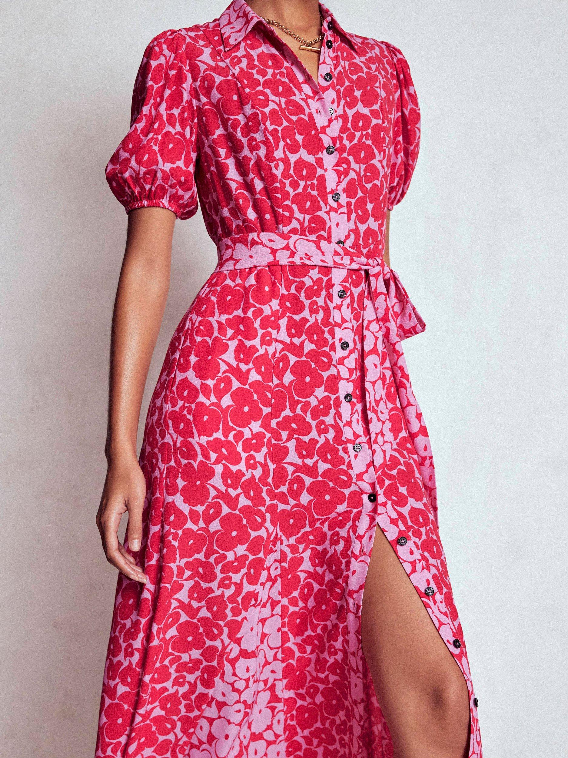Product image 2 of 5, which shows Boden Alegra Floral Shirt Dress, Red/Multi, 12