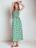 Boden Carolina Floral Smock Midi Dress, Emerald/Multi