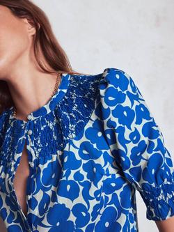 Boden Effie Floral Short Sleeve Top, Blue/Multi - view 2, Blue/Multi