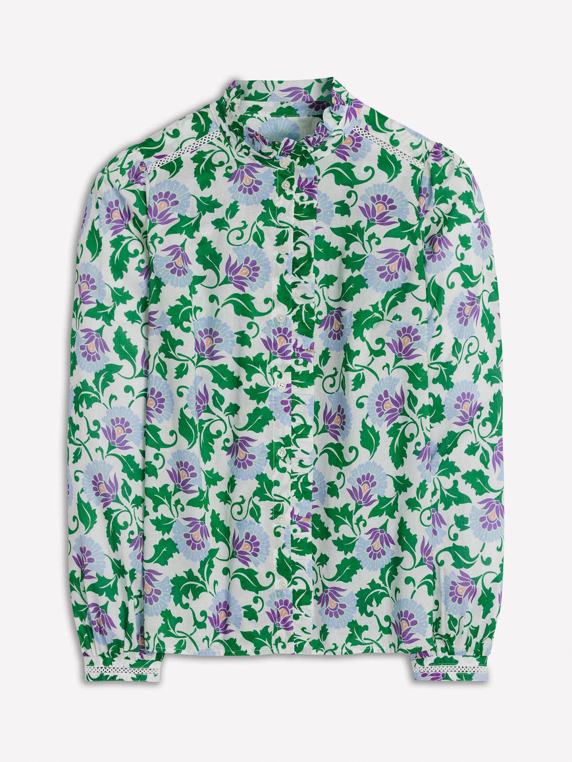 Product image 5 of 5, which shows Boden Helena Floral Top, Emerald/Multi, 8