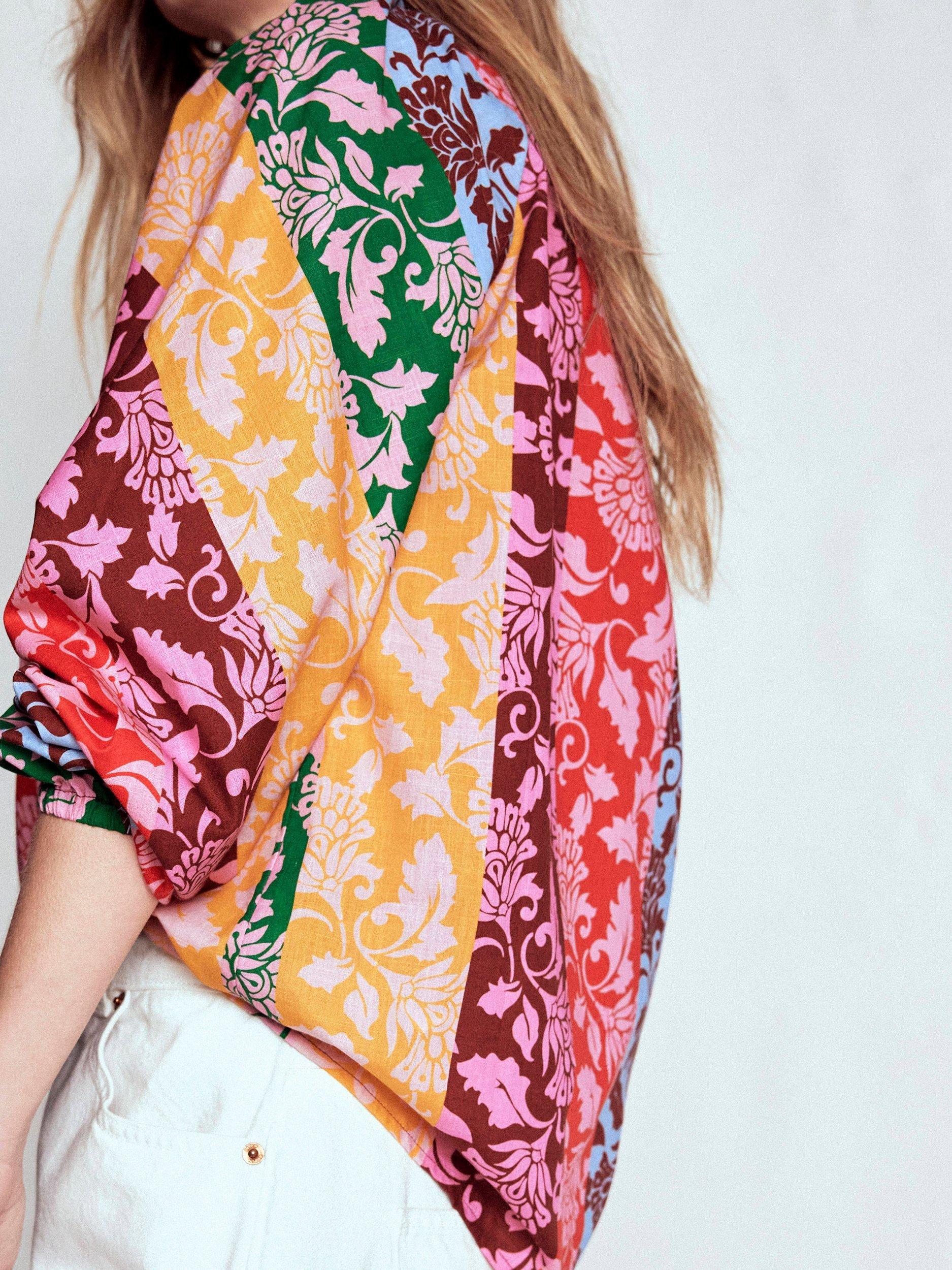 Product image 2 of 6, which shows Boden Floral Stripe Notch Neck Top, Multi, 8