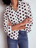 Boden Sienna Polka Dot Shirt, Chestnut/Multi