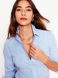 Boden Saskia Stretch Stripe Shirt, Ivory/Multi