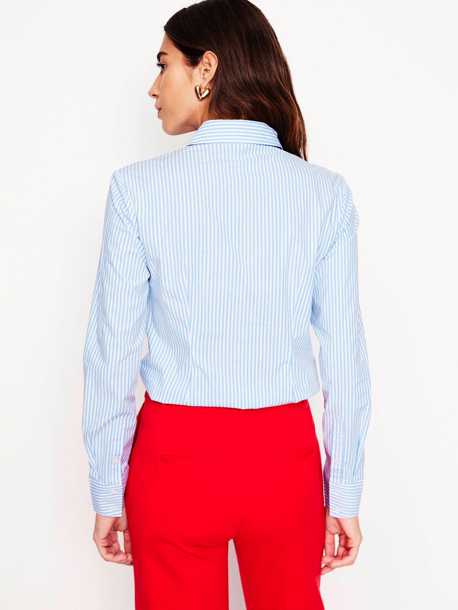 Product image 3 of 5, which shows Boden Saskia Stretch Stripe Shirt, Ivory/Multi, 8