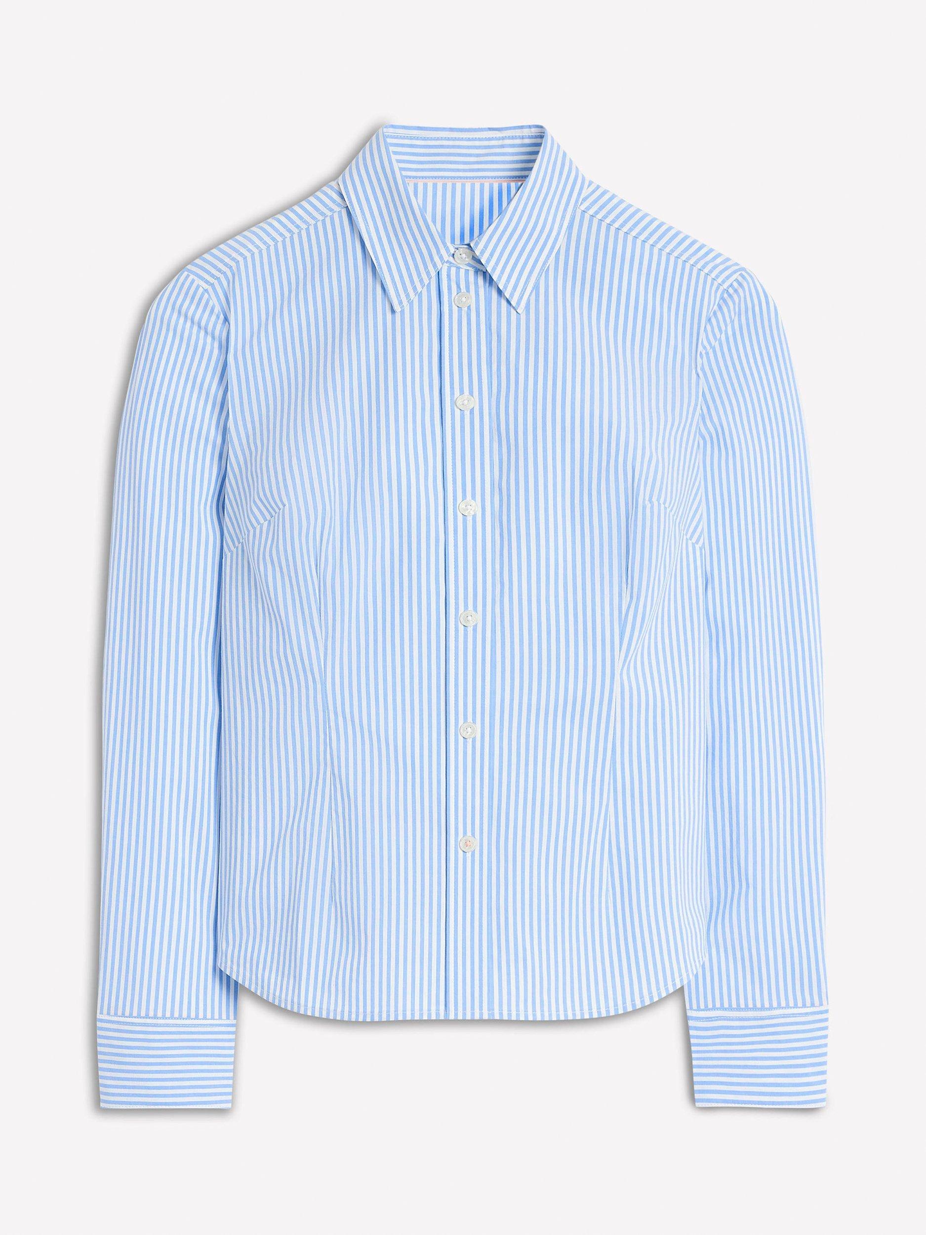 Product image 5 of 5, which shows Boden Saskia Stretch Stripe Shirt, Ivory/Multi, 8