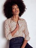 Boden Saskia Spot Stretch Shirt, Cognac/Multi