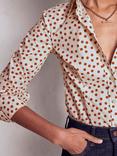 Boden Saskia Spot Stretch Shirt, Cognac/Multi