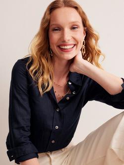 Boden Sienna Pure Linen Shirt, Navy