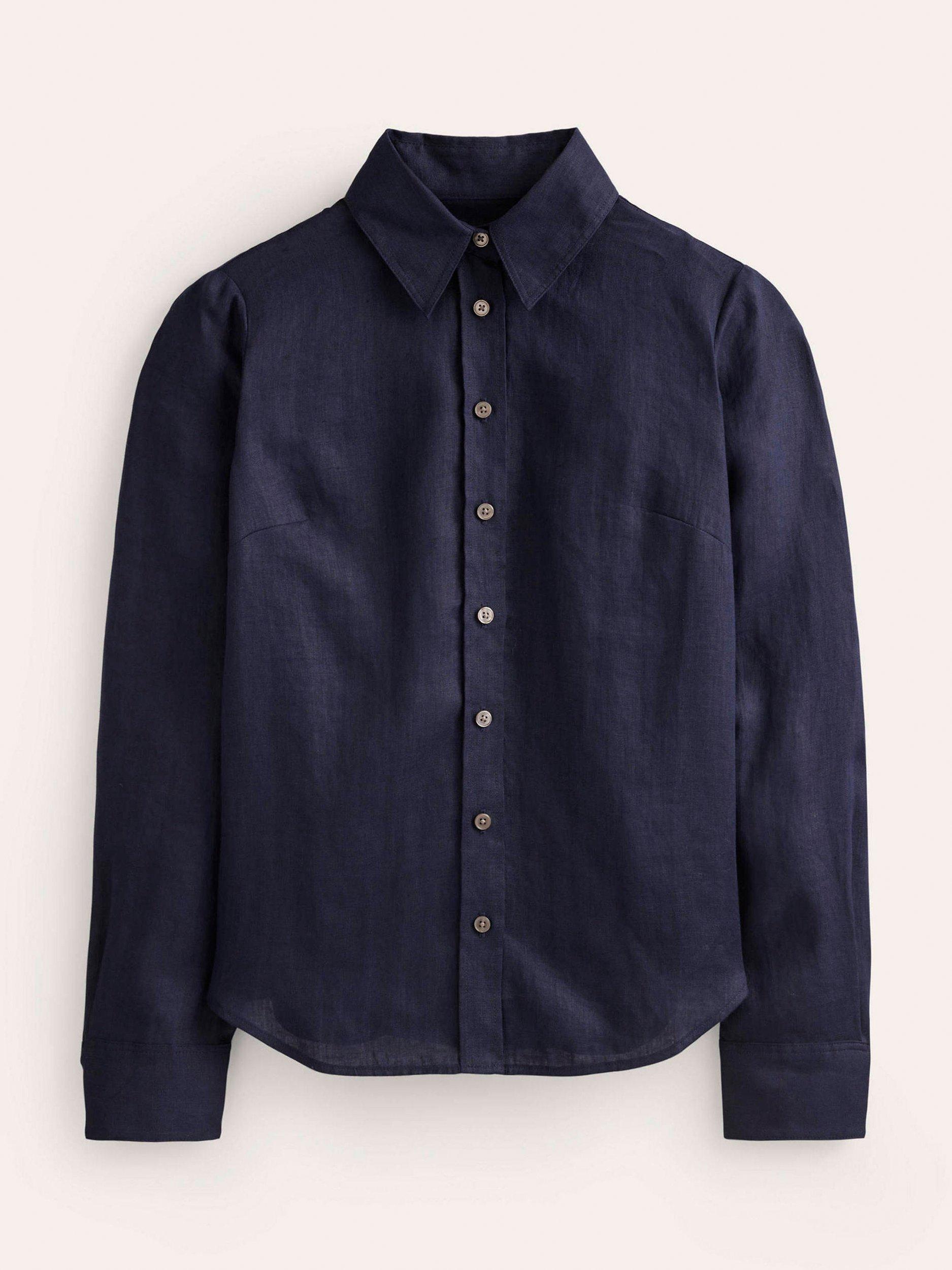 Product image 5 of 5, which shows Boden Sienna Pure Linen Shirt, Navy, 8