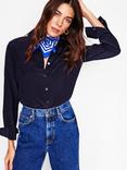 Boden Sienna Pure Silk Shirt, Navy