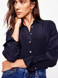 Boden Sienna Pure Silk Shirt, Navy