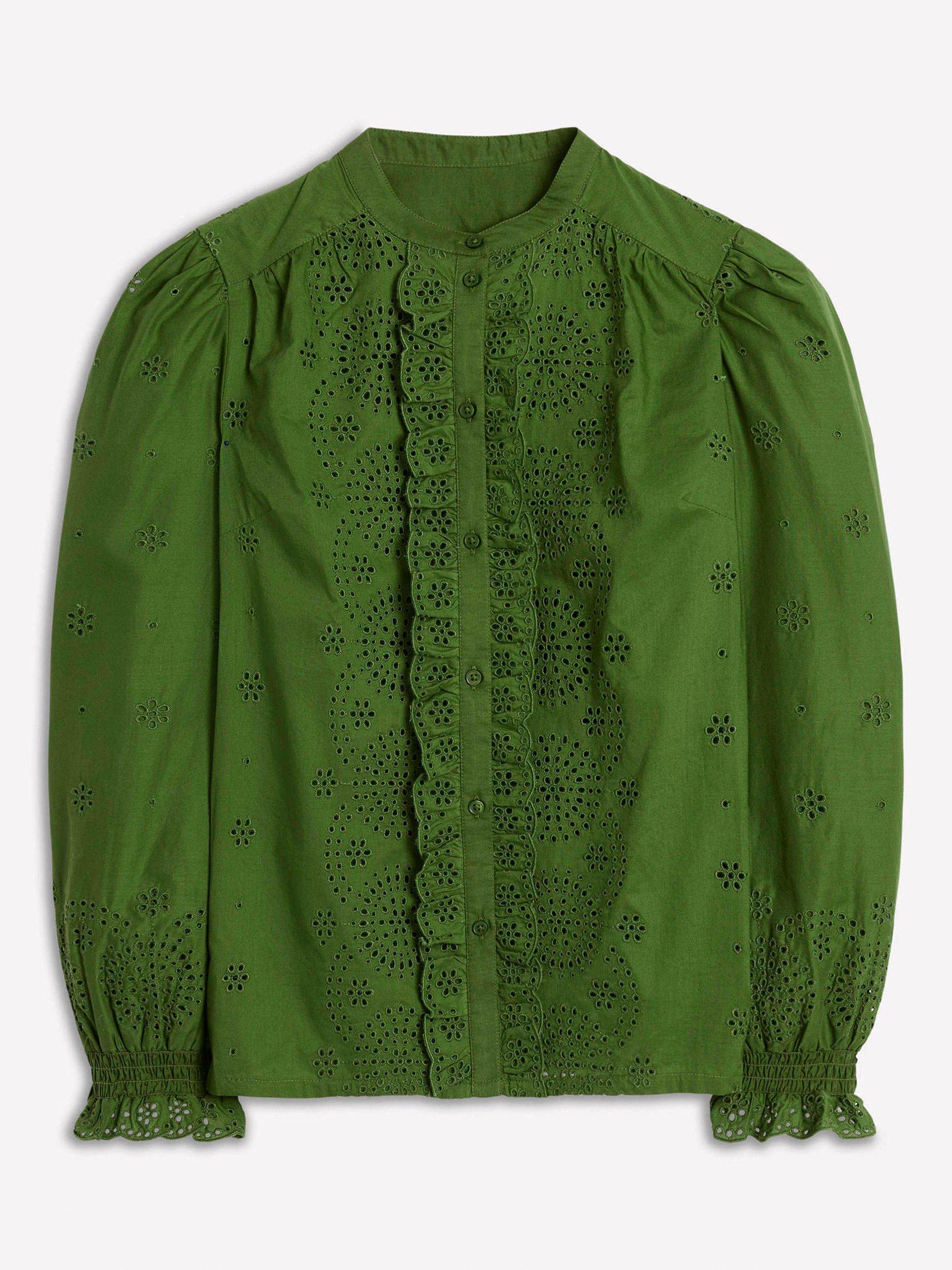 Product image 5 of 5, which shows Boden Alice Broderie Anglaise Top, Promenade Green, 8