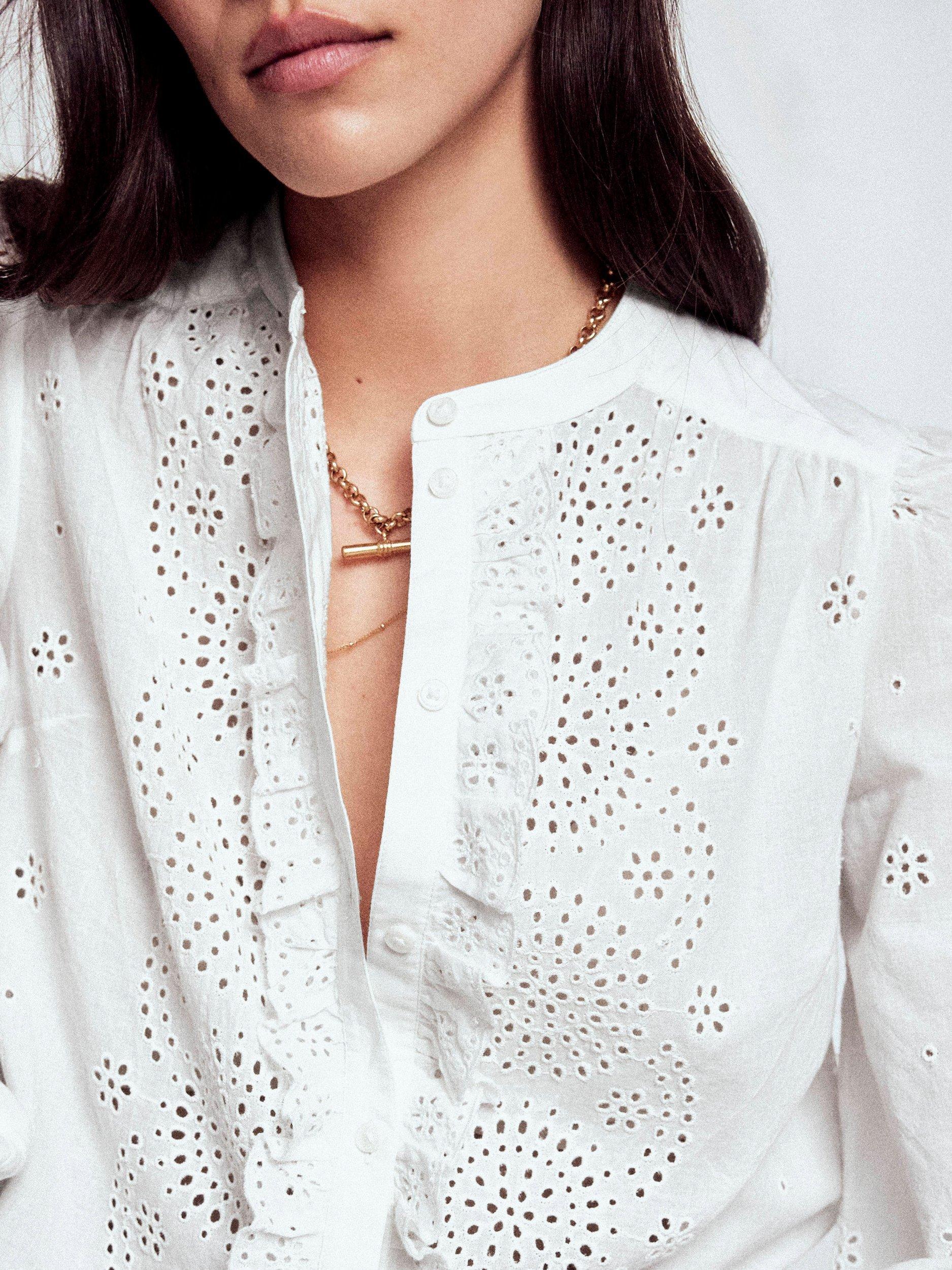 Product image 2 of 5, which shows Boden Alice Broderie Anglaise Top, White, 8