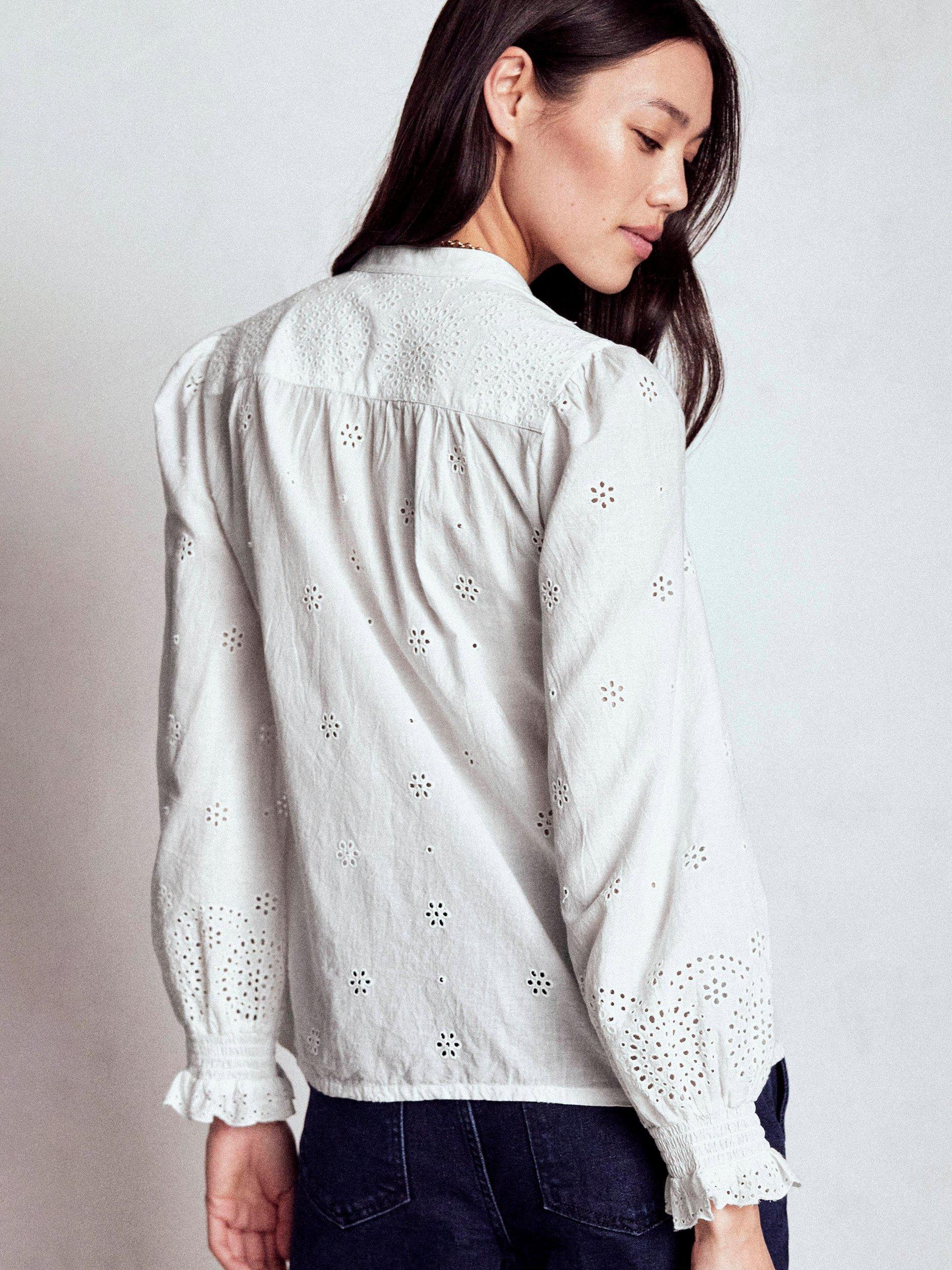 Product image 3 of 5, which shows Boden Alice Broderie Anglaise Top, White, 8