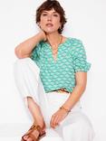 Boden Brooke Pure Linen Top, Aquamarine