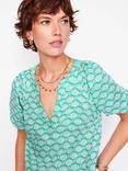 Boden Brooke Pure Linen Top, Aquamarine