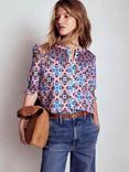 Boden Effie Floral Short Sleeve Top, Pink/Multi