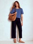 Boden Mila Lace Trim Top, Denim Blue