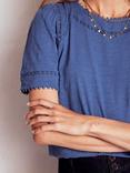 Boden Mila Lace Trim Top, Denim Blue