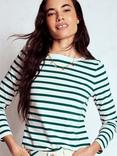 Boden Olivia Breton Stripe Top, Emerald Night/Multi