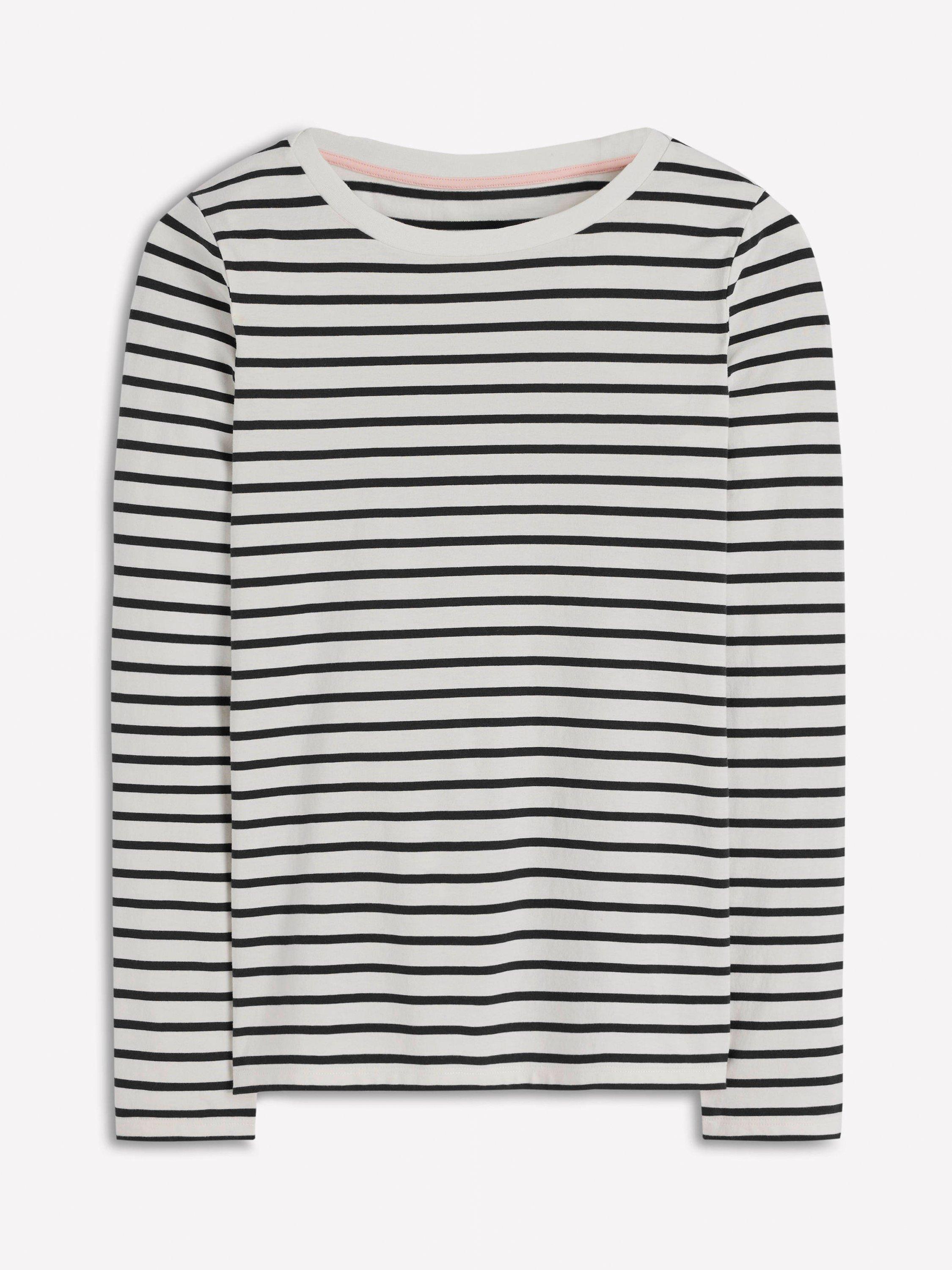 Product image 5 of 5, which shows Boden Olivia Breton Stripe Top, Ivory/Black, 8