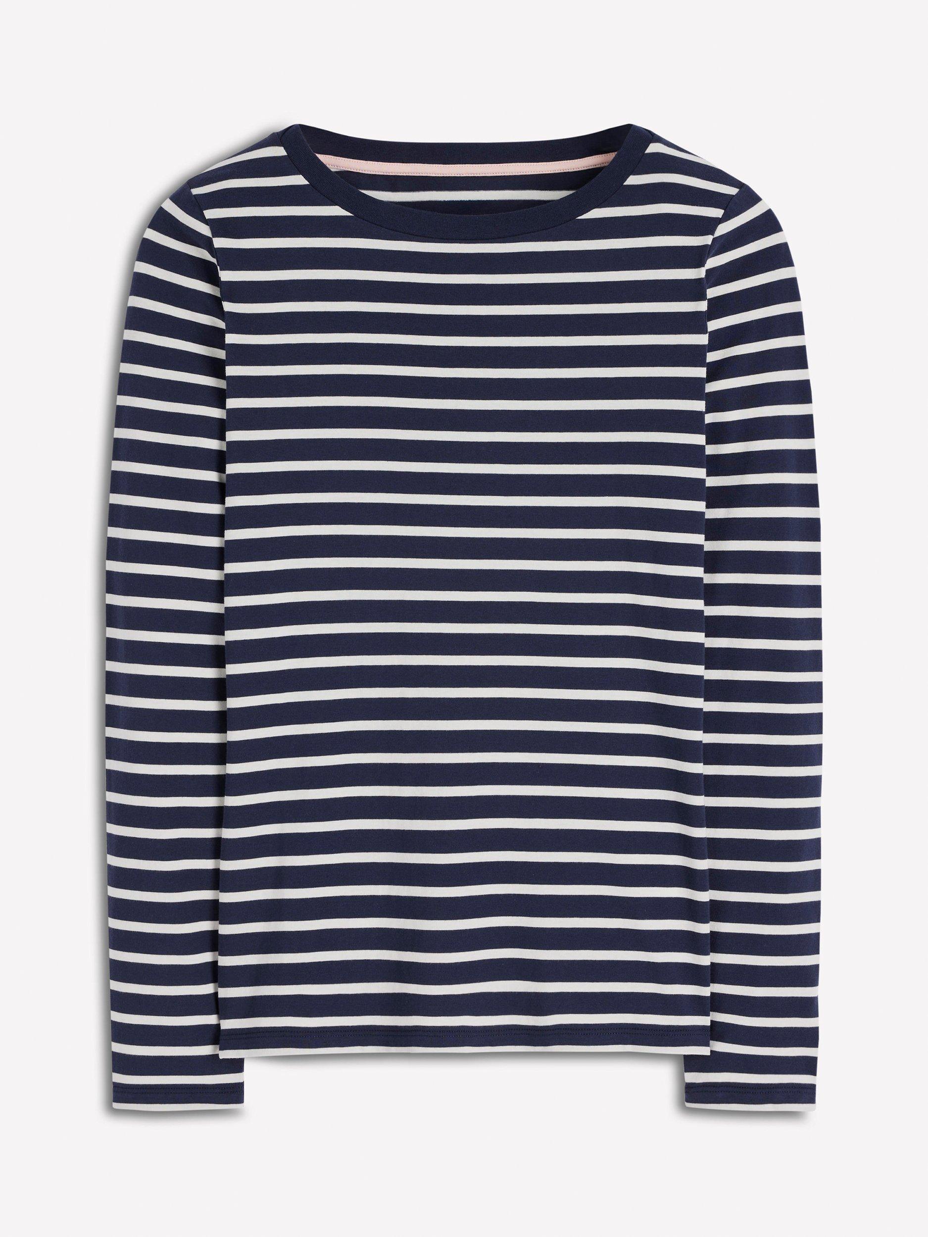 Product image 5 of 5, which shows Boden Olivia Breton Stripe Top, Navy/Ivory, 8