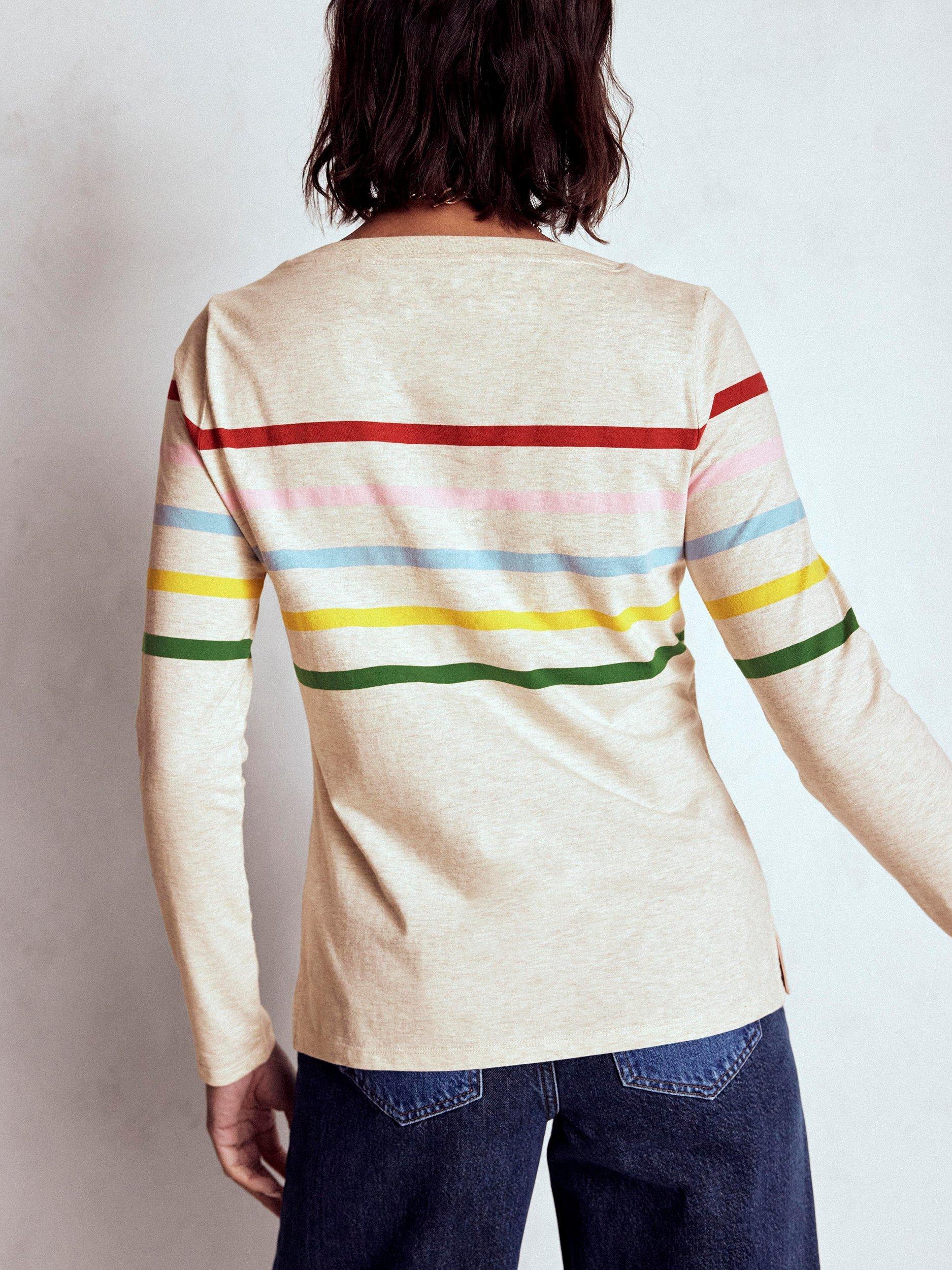 Product image 4 of 6, which shows Boden Olivia Breton Stripe Top, Oatmeal/Multi, 8