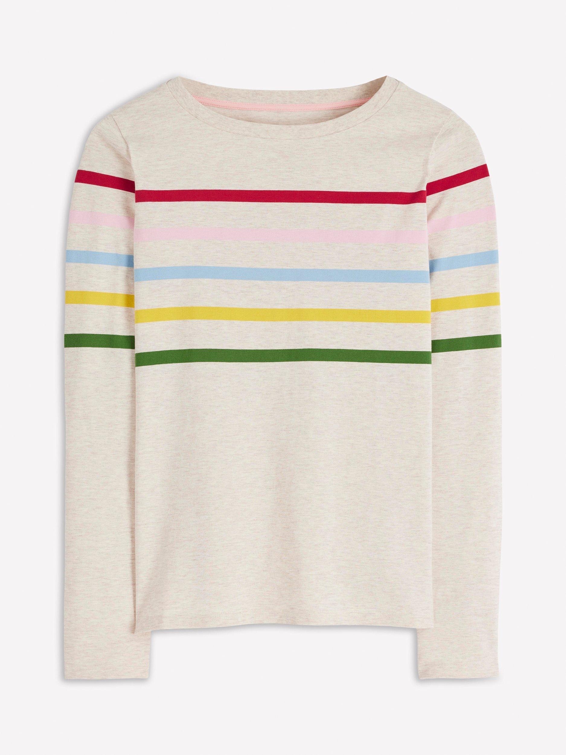 Product image 6 of 6, which shows Boden Olivia Breton Stripe Top, Oatmeal/Multi, 8