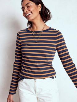 Boden Olivia Breton Stripe Top - view 2, Navy/Camel