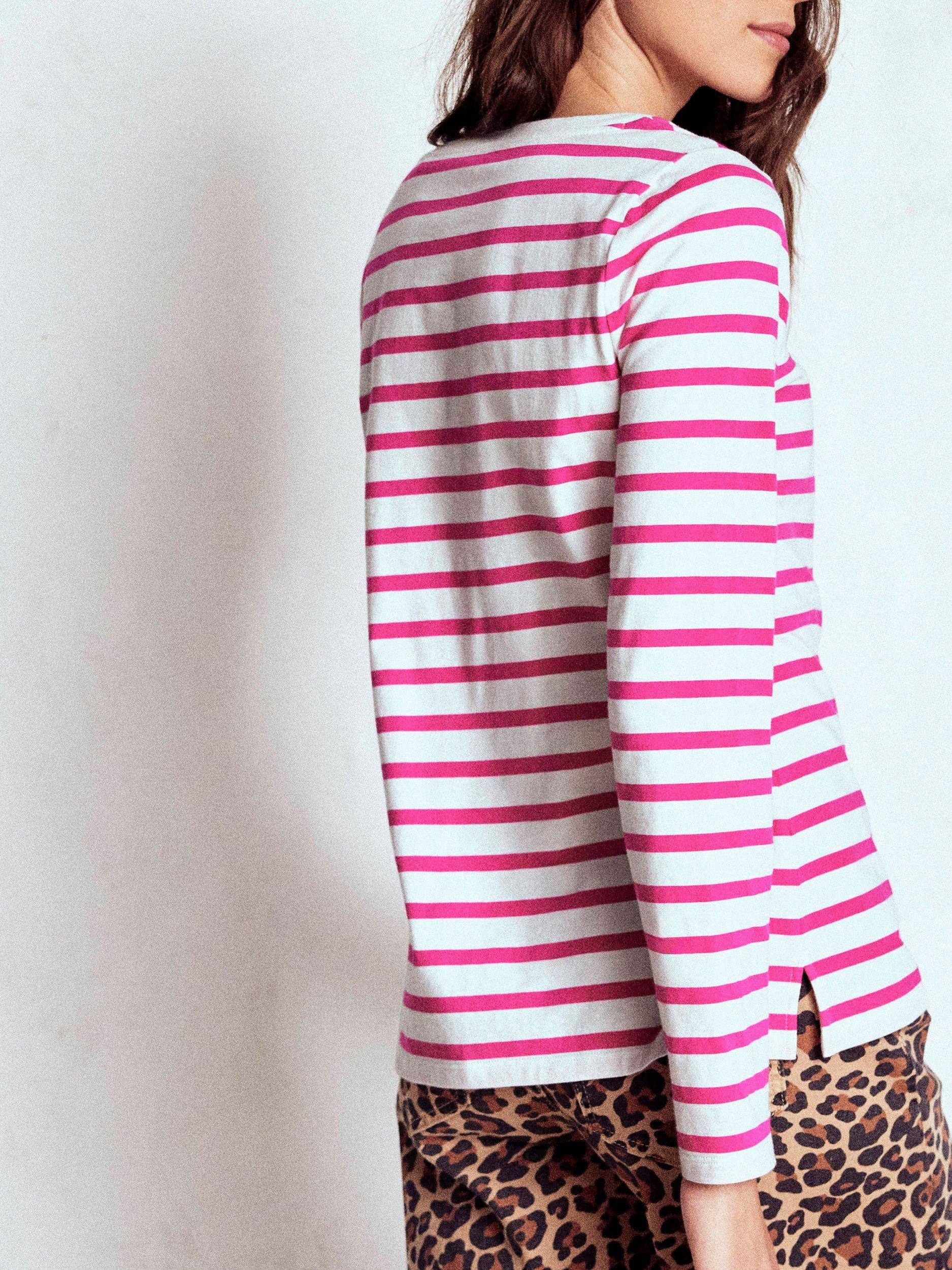 Product image 2 of 4, which shows Boden Olivia Breton Stripe Top, Pink Peony/Multi, 8