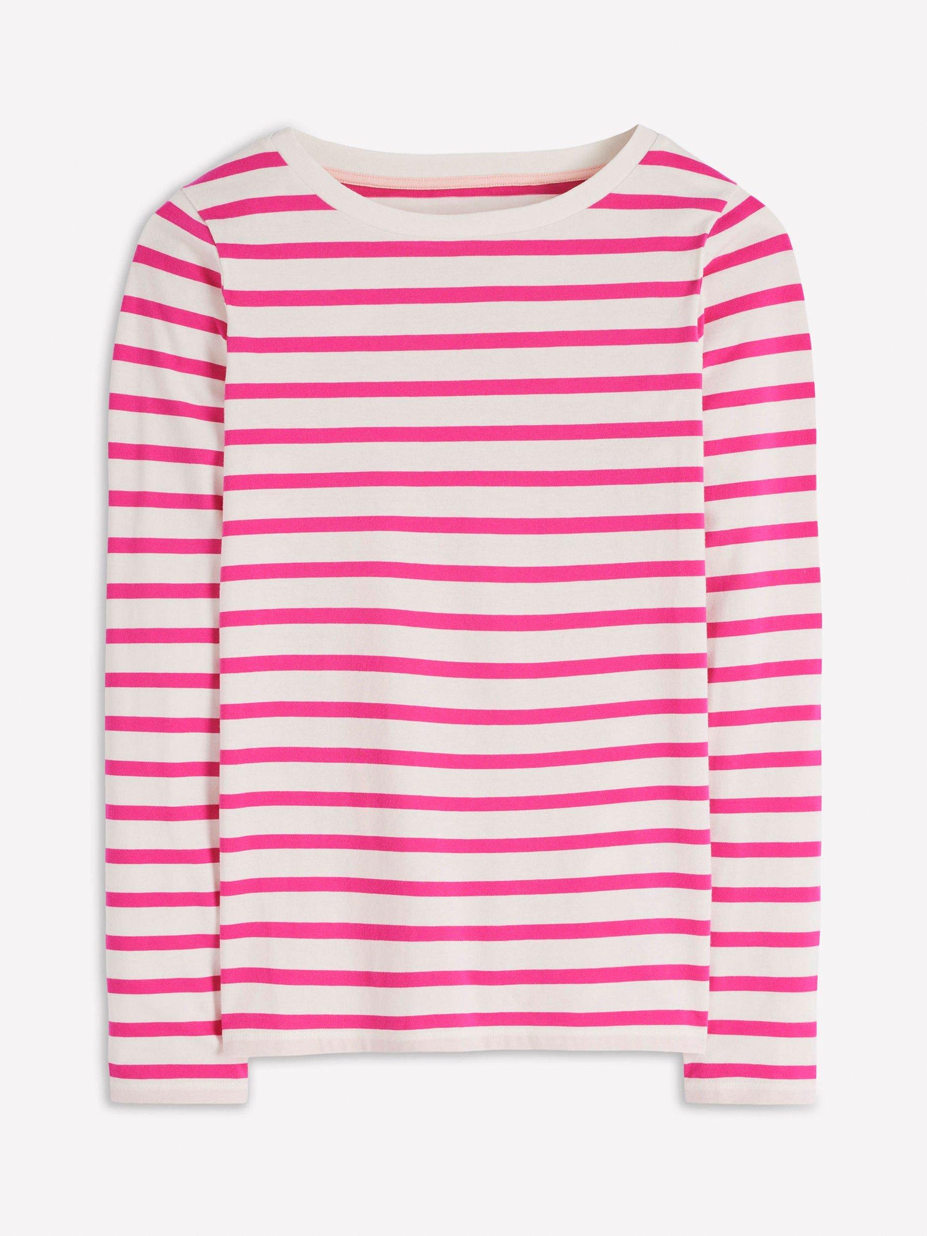 Product image 4 of 4, which shows Boden Olivia Breton Stripe Top, Pink Peony/Multi, 8