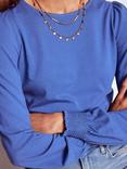 Boden Smocked Cuff Top, Denim Blue