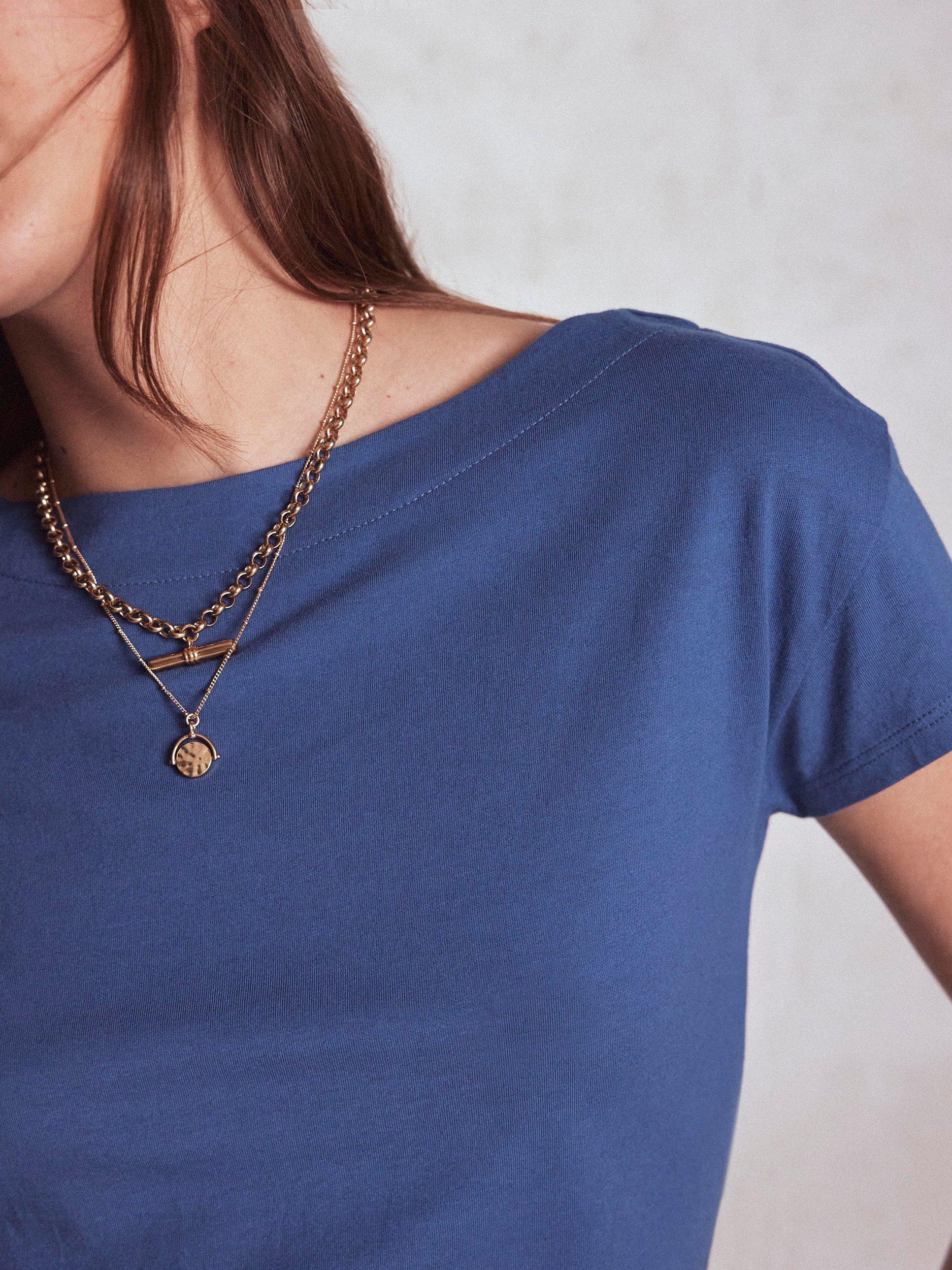 Product image 2 of 4, which shows Boden Super Soft Boat Neck T-Shirt, Denim Blue, 10